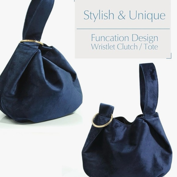 Handbags - Women Clutch Velvet Top Handle Bag Wristlet Small Tote Purse